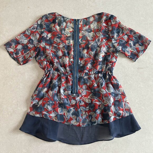 Red and Navy Sheer Floral Blouse ASO Alex Russo - Picture 3 of 6